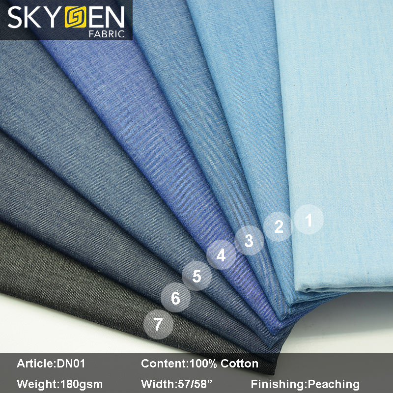 DN01 100 Cotton Yarn Dyed Denim Fabric Cotton Shirt Fabric, Shirting